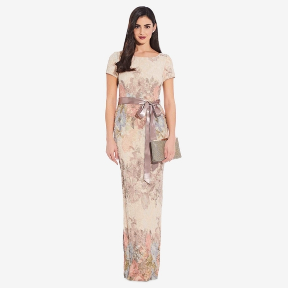 Adrianna Papell floral column gown - Picture 1 of 7
